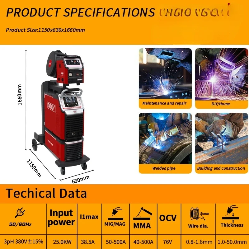 ماكينة لحام صناعية مزدوجة النبض 500amp Mig Mag Tig 50 مللي متر ماكينة لحام ألومنيوم فولاذية معدات لحام عالية الجودة #4