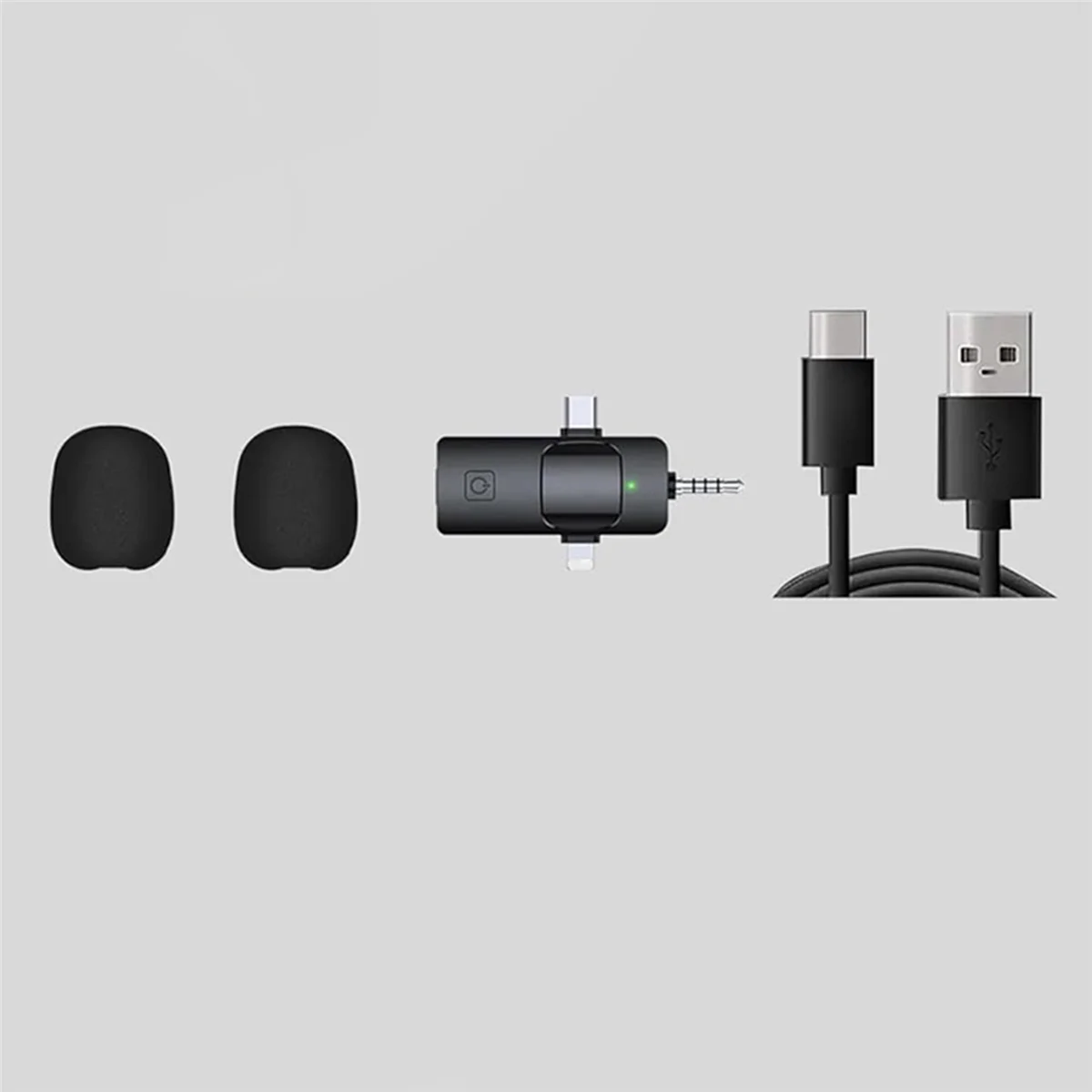 A14M 2X 3 in 1 ワイヤレスラベリアマイク、Android、USB-C マイク、ノイズリダクション付きミニマイク用