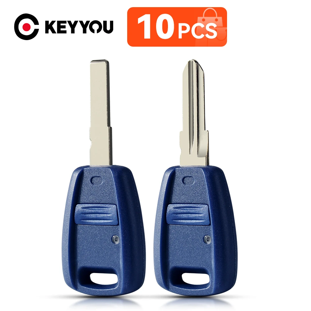 KEYYOU 10X For Fiat 500 Panda Fiorino Ducato Punto Brava Multipla Iveco Remote Car Key Shell Case 1 Button Blue Key Housing