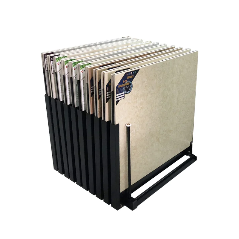 &c Customize Size Logo Stone Stand Push-Pull Granite Marble Ceramic Tile Display Rack for Showroom