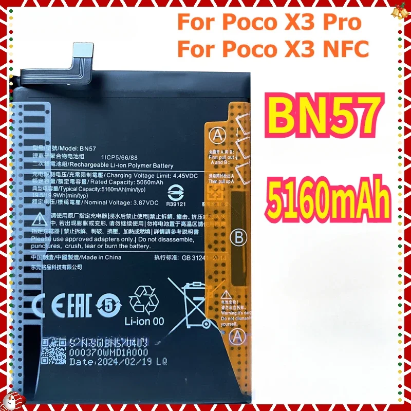 BN57 Battery For Xiaomi Pocophone Poco X3 Pro X3Pro / X3 NFC X3NFC Phone Batteries Bateria