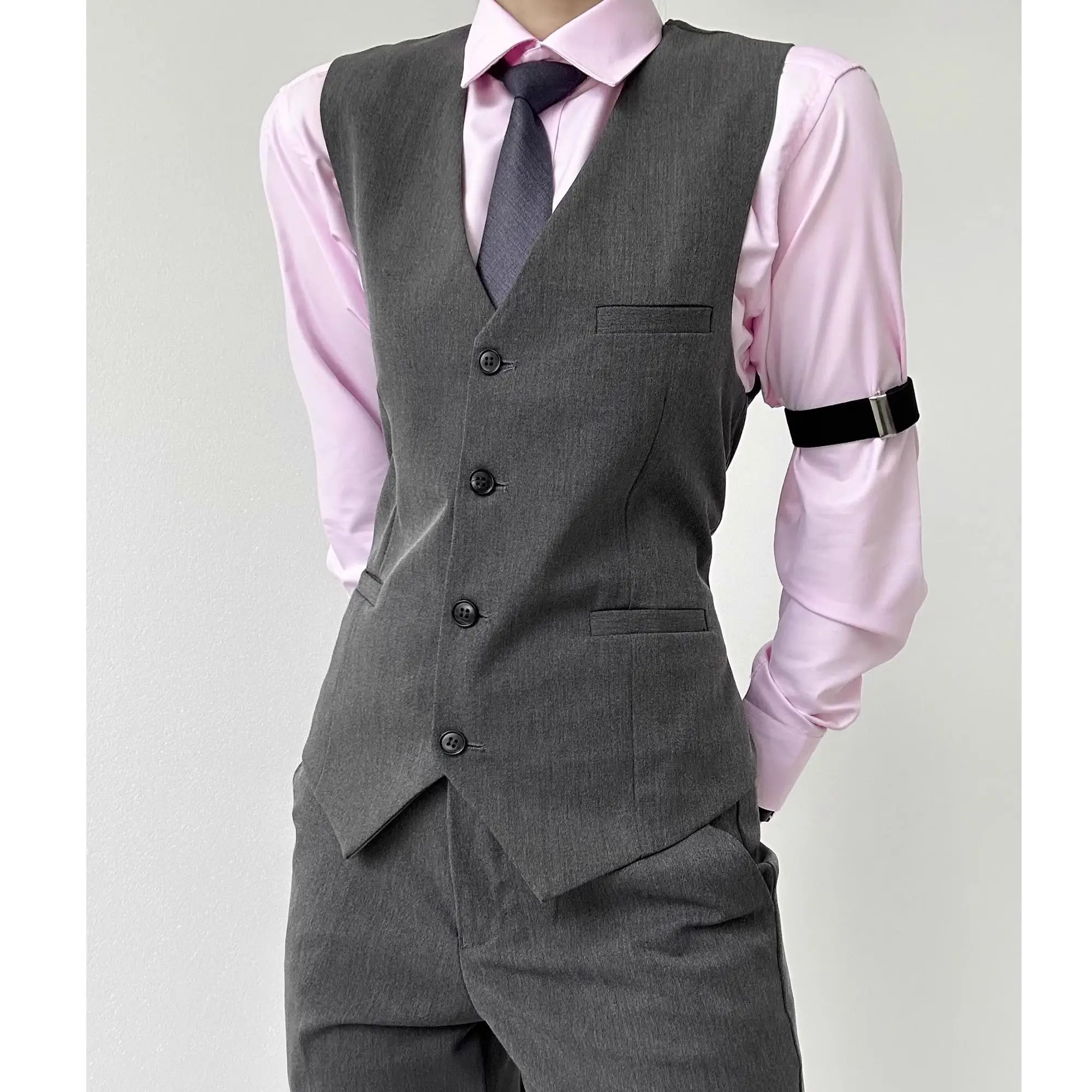 High-end black and gray suit vest, handsome ruffian, unisex style, slim fit, business casual vest, suit clip