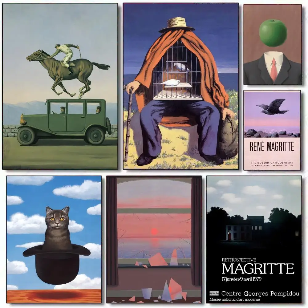 Pope Art Rene Magritte Artist Poster Sticky Wall Art Printing Waterproof Home Living Bed Room Aesthetic Decor