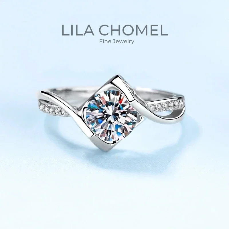 

Women Rings PT950 Platinum Girlfriend Birthday Gift Moissanite Diamond VVS D Color 1CT Girl Engagement Fine Jewelry Wedding Band