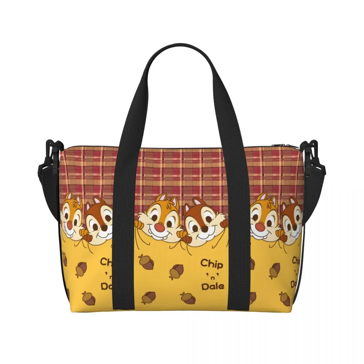 

Изготовленная на заказ большая сумка-тоут Chip 'n' Dale, женская сумка-тоут с белкой и героями мультфильмов, сумка для покупок, тренажерный зал, пляжная дорожная сумка