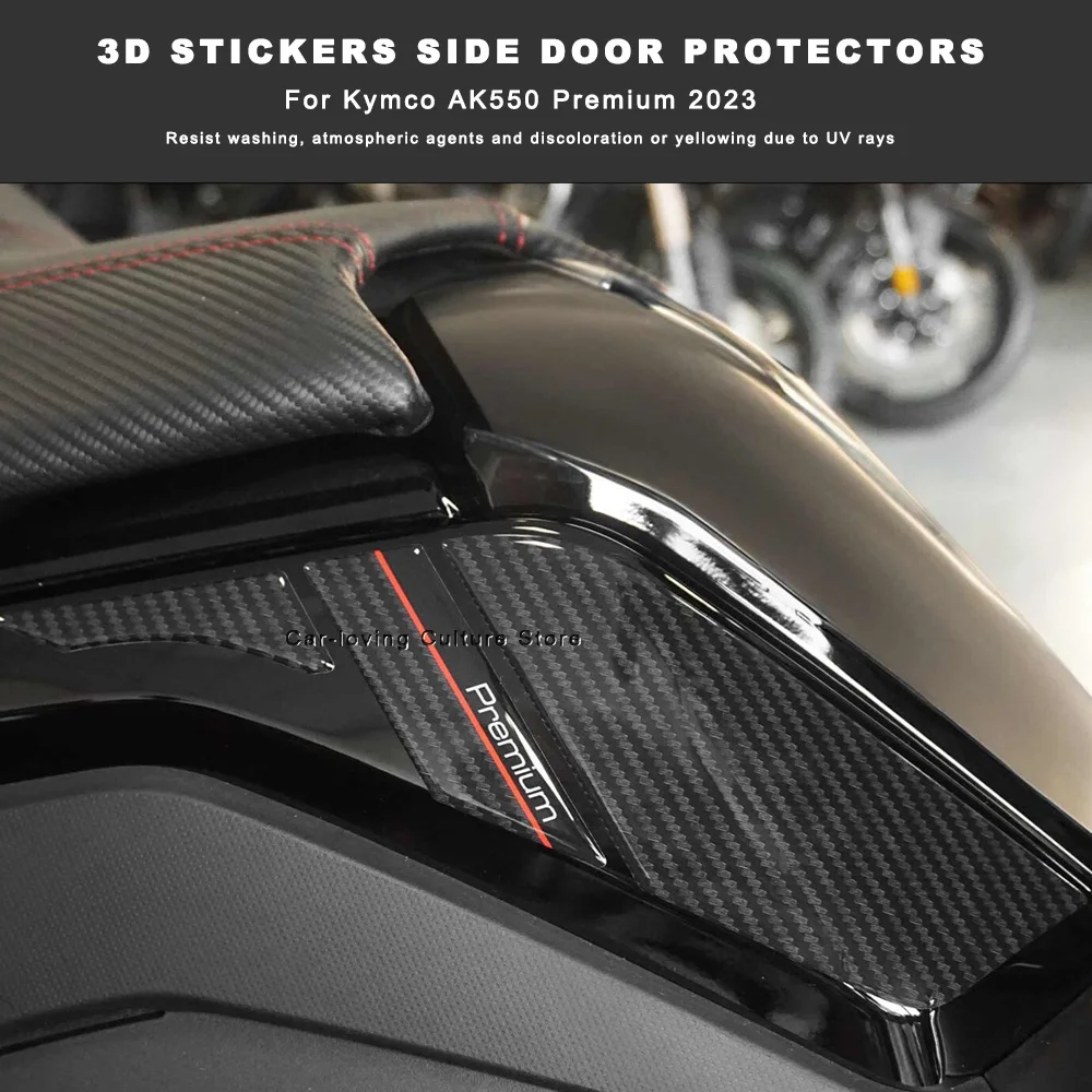 Etiqueta protetora impermeável para motocicleta, protetores laterais da porta, resina epóxi 3D, Kymco AK550 Premium 2023