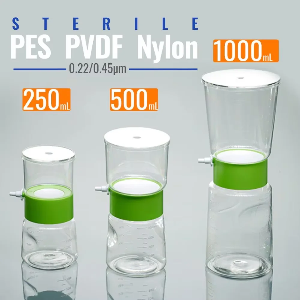 Sterile Bottle Top Vacuum Filtration with 0.22/0.45μm Nylon Membrane for Lab, 250ml Funnel + 250ml Receiver  by Ks-Tek