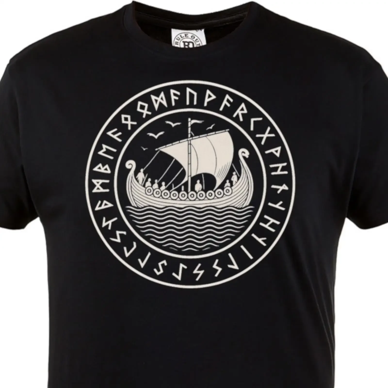 Viking T Shirt Herren Runen Wikinger Schiff Nordisch Minimal vintage Washed Casual Stretched streetwear Breathable graphic