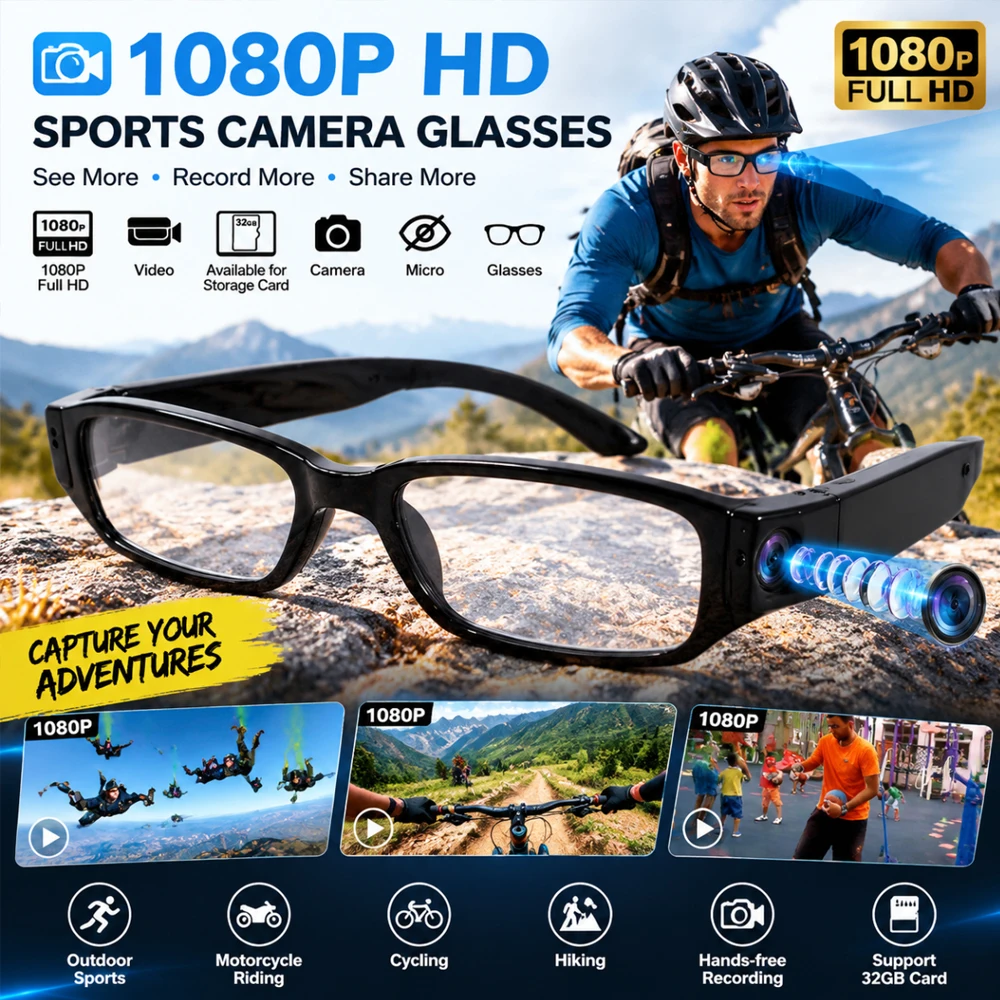 1080P HD Cycling Glasses DVR Glasses Camera Sports Portable Video Glasses Outdoor Recorder Glasses Camera Conference Process
