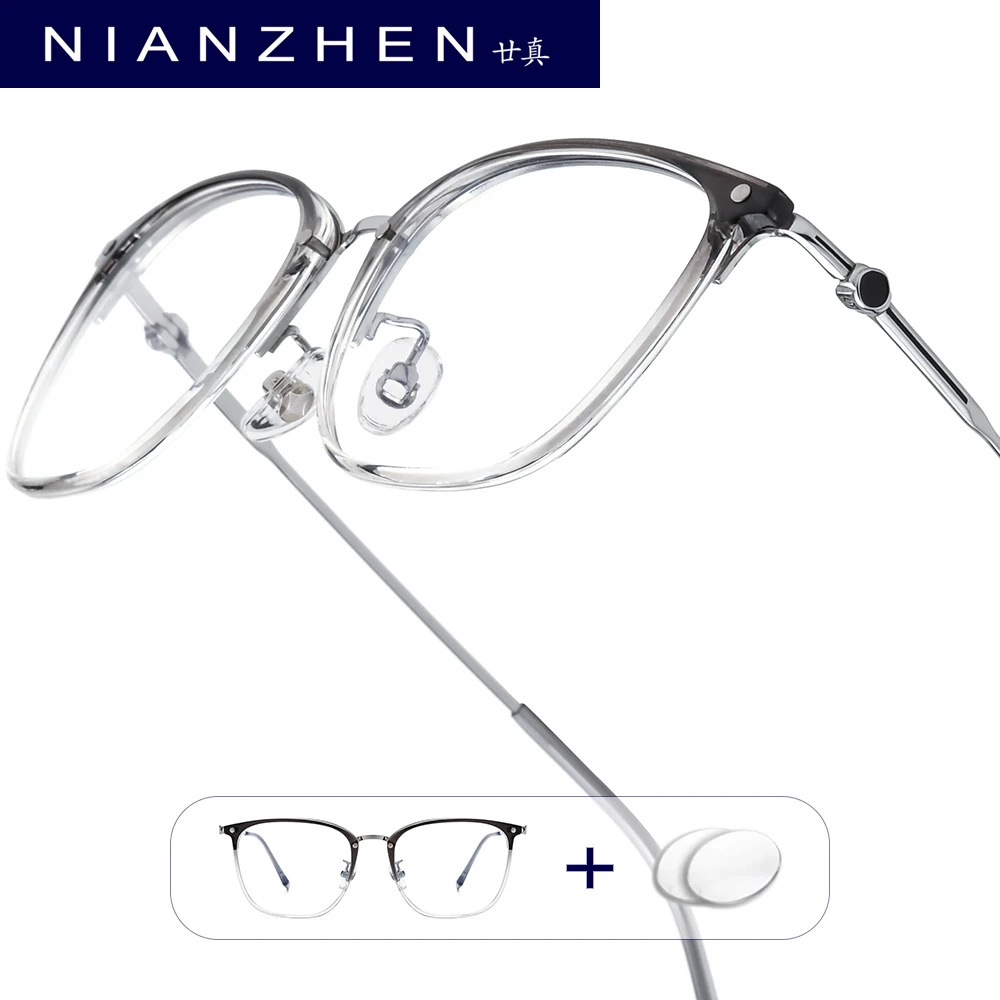 

NIANZHEN Progressive Prescription Glasses Women Myopia Optical Lens Anti Blue Eyewear Men Square Eyeglasses TR90 Alloy Frame 102