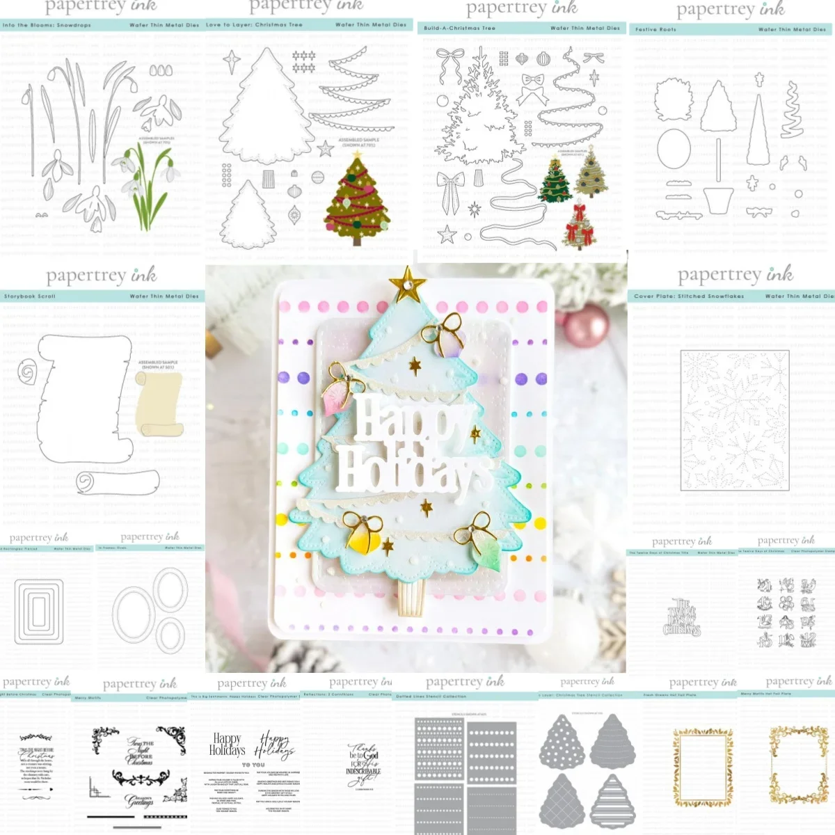 

Christmas Tree Snowdrops Metal Cutting Dies Clear Stamps Stencil Hot Foil for DIY Making Card Scrapbook Decoration