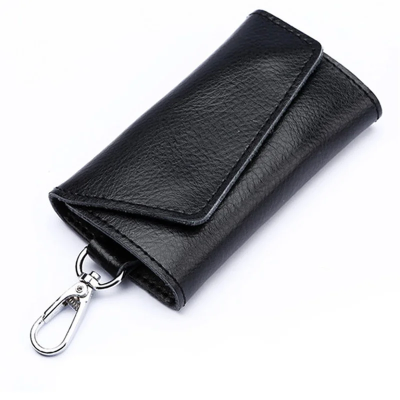 LLavero de cuero portátil para llaves de coche, bolsa de ama de llaves Unisex, funda Simple, Cartera de Color sólido, Mini bolsas para tarjetas