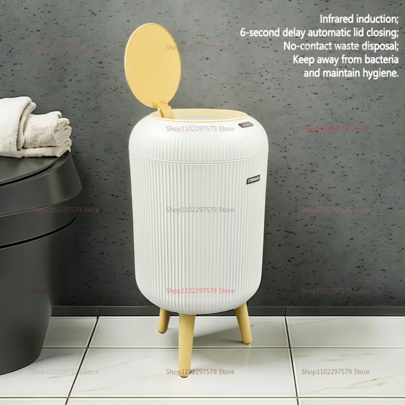 Cubo de basura con Sensor inteligente de 10L, funciona con pilas, tapa automática, baño abierto, cocina, sala de estar, cubo de basura para el hogar inteligente