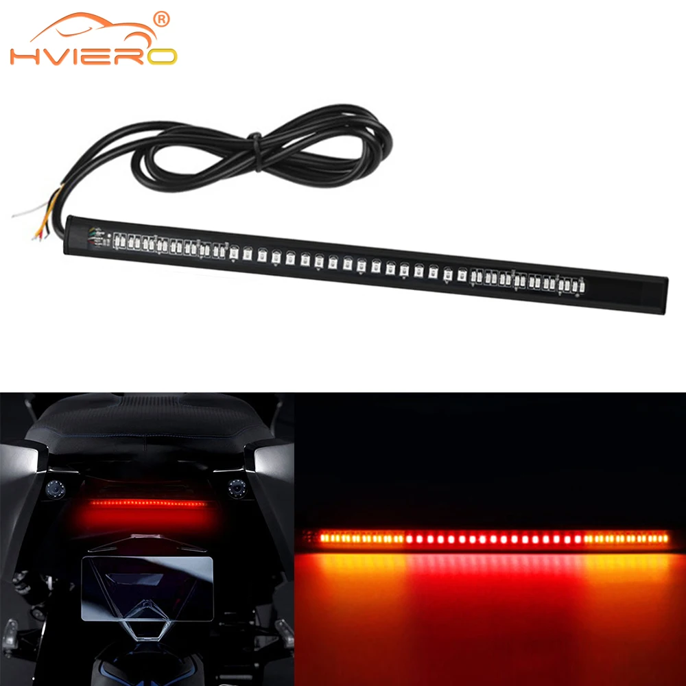 1/2Pcs Motorcycle Led Brake Lamp Turn Signal 2835 3014 48SMD Case Waterproof  Bar License Plate Auxiliary RedYellow Tail Running