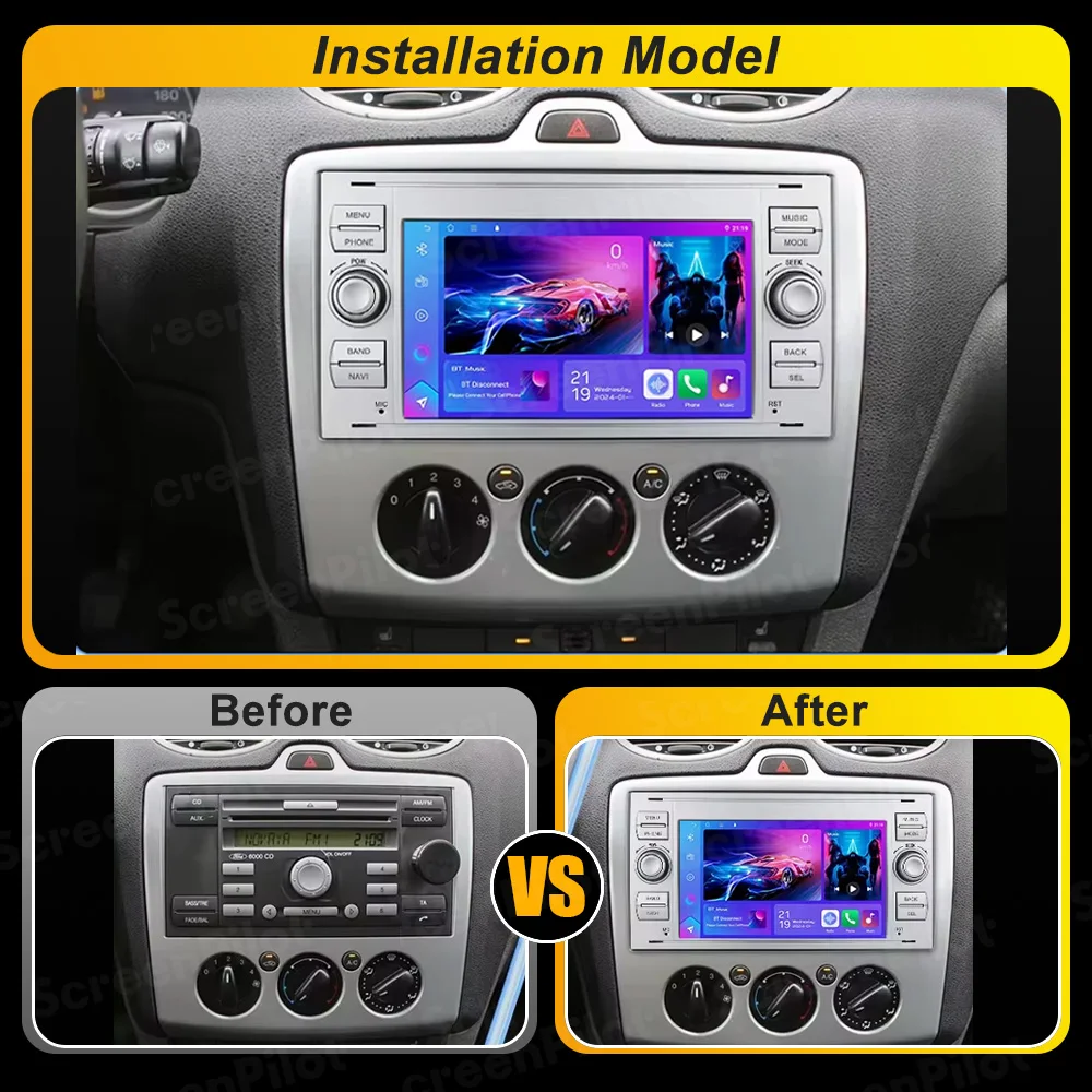 Car Radio For Ford Mondeo S-max Focus C-MAX Galaxy Fiesta transit Fusion Multimedia Carplay Android15 Auto Player GPS Navigation