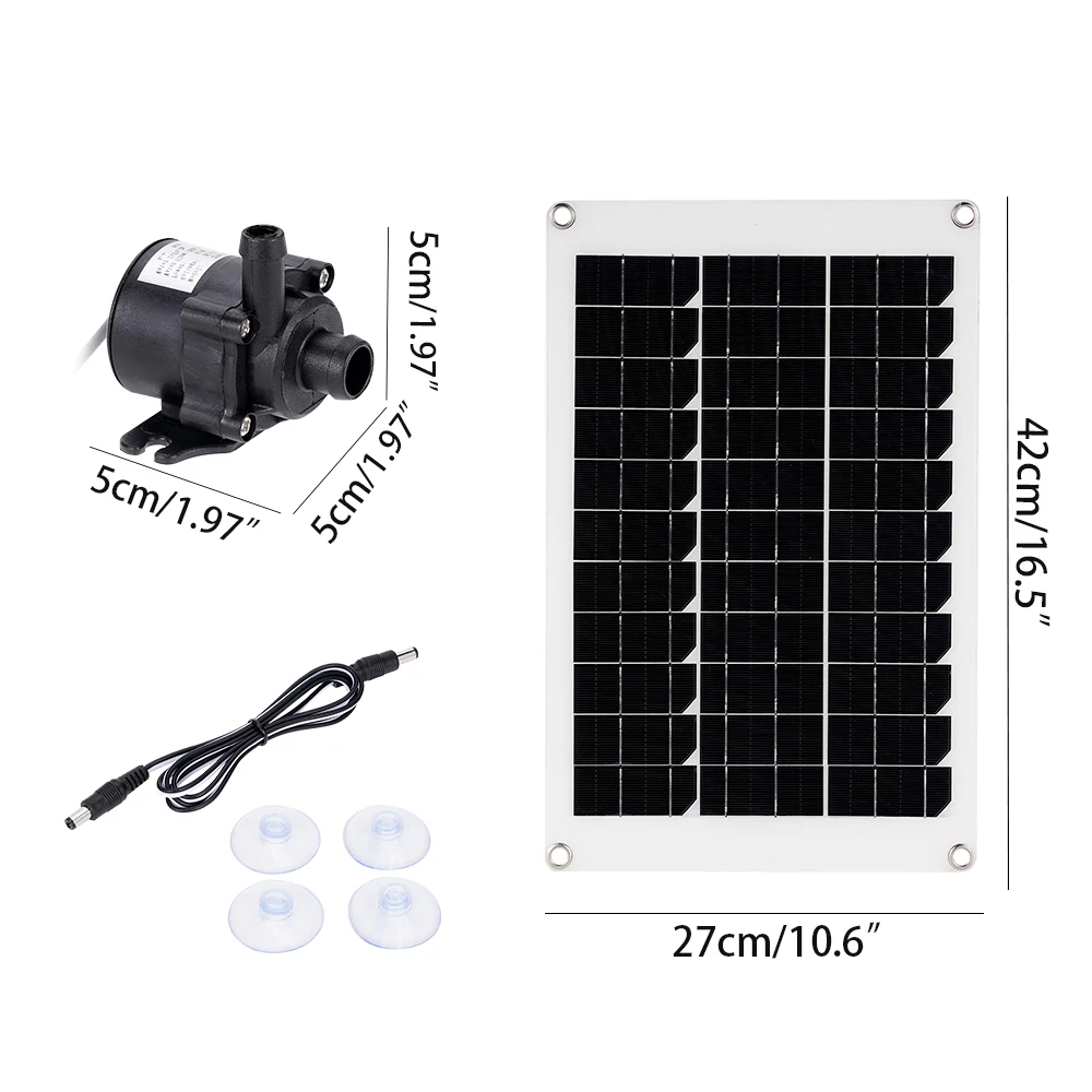50W solar panel &350L/h mini water pump silent and multi-functional  suitable for courtyard garden fountain decoration