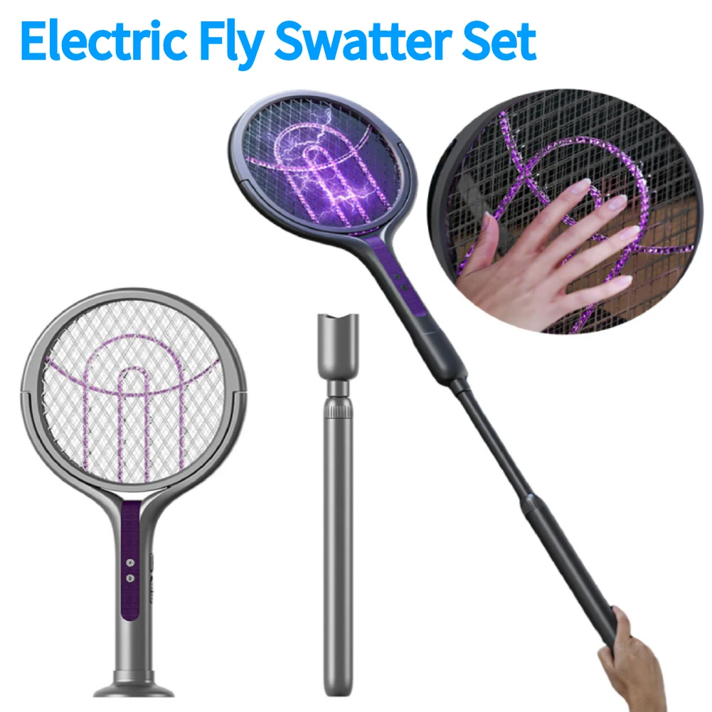 

Rotating Head Bug Zapper Racket Rechargeable Mosquito Swatter Fly Killer and Mosquito Trap Lamp for Home Indoor Outdoor