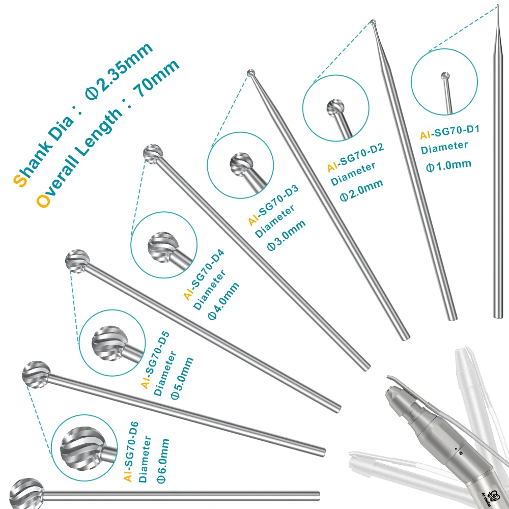 Picture 3: Surgical Bur Dental HP Burs Carbide Tungsten Dental Burr Long Steel Dia 2.35 Fit Microsurgery Handpiece Bone Cutter Finishing