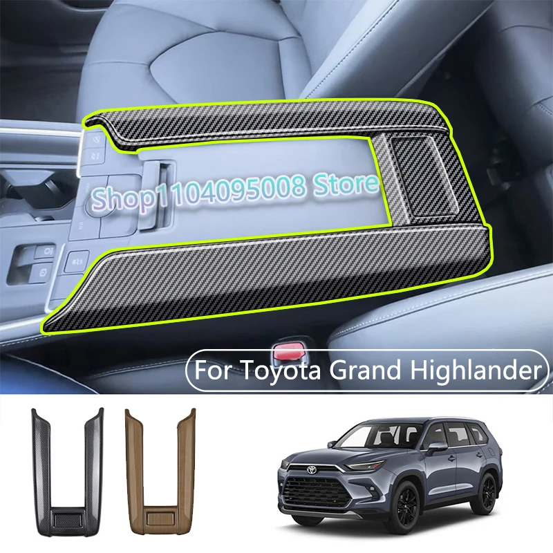 

For Toyota Grand Highlander 2024 2025 Car Center Console Armrest Box Cover Armrest Box Carbon Fiber Trim Sticker