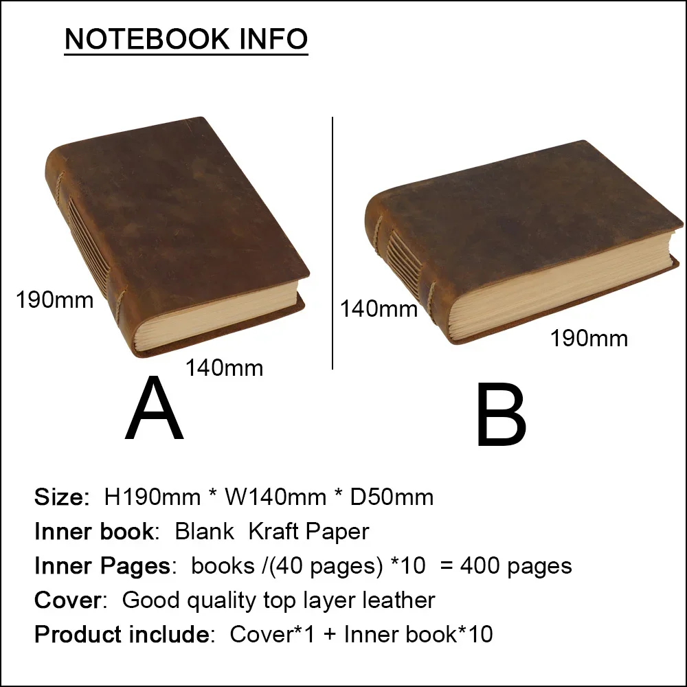 Genuine Leather Notebook Diary Vintage Notepad Cowhide Retro Planner Book Sketch Organizer Replaceable Stationery Journal Diary