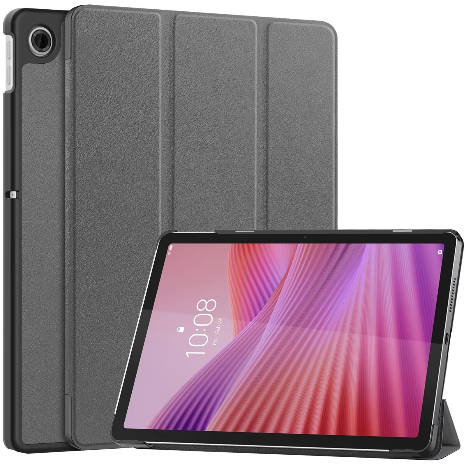Tablets Case For Lenovo Tab 10.1 inch 2025 Model ZAEH0193FR PU Leather Trifold Caster Hard Shell  Cover