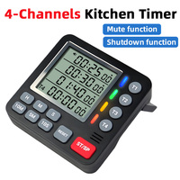 Digital Kitchen Timer 4-Channel Large Display, Loud Alarm Magnetic Timer Countdown/Up Stopwatch Timer for Cooking Baking