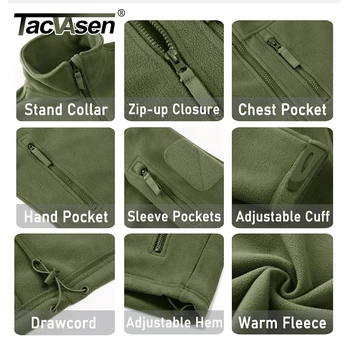 TACVASEN Men's Fleece Jacket Soft Warmth Windproof Full Zip Up Coat Multiple Zipper Pockets Hiking Working Outdoors Windbreaker 5 TACVASEN Men's Fleece Jacket Soft Warmth Windproof Full Zip Up Coat Multiple Zipper Pockets Hiking Working Outdoors Windbreaker 5