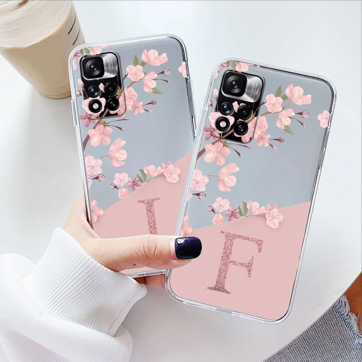 For Redmi Note 11 Pro Plus 5G Phone Case Flower Alphabet Letter Cover Soft Silicone Transparent Couple For Redmi Note 11 Pro+