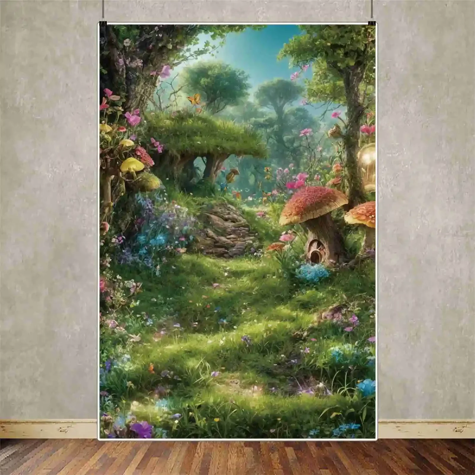 MOON.QG الجنية العجائب الغابات الخشب عيد ميلاد خلفية التصوير الفوتوغرافي أشجار الفراشة زهرة فوتوزون خلفية استوديو الطفل