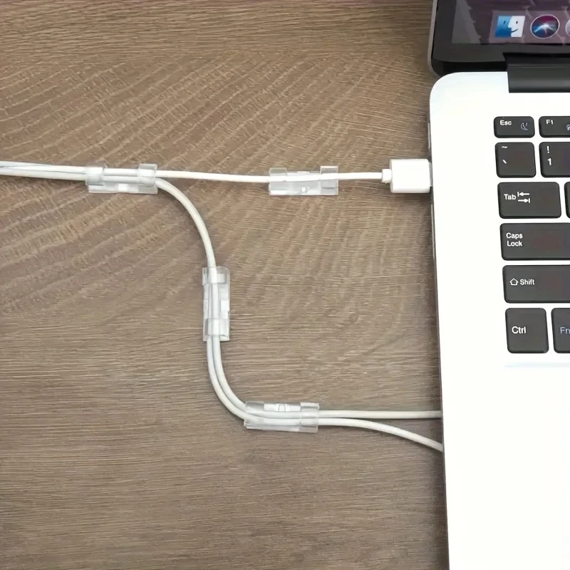 Transparente Kunststoff Klemmkabelhalter mit Klebefläche Kabelorganizer und Drahthalter geeignet für Wände Schreibtische und Tischunterseiten zur Verwaltung von Strom Daten und Netzwerkkabeln im Haus Büro und Wohnheim – Detail 9