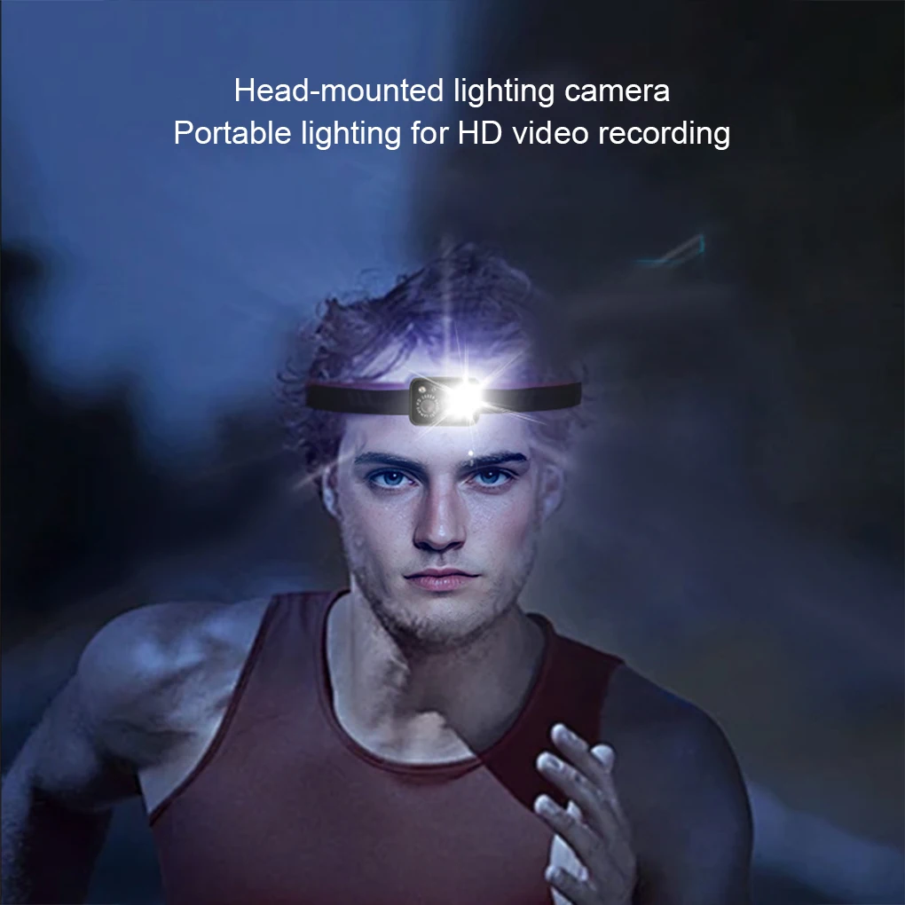 Hands Free 2MP HD Head Camera Wave Activated LED Light First Person POV Recorder for Outdoor Sports Night Adventures