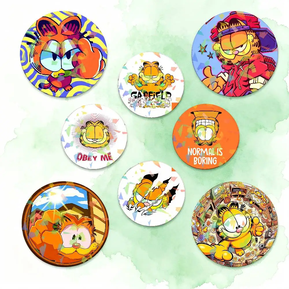 Cartoon G-GarfielD Round Badge for Backpack Accessories Laser Lapel Pins Jewelry Gifts