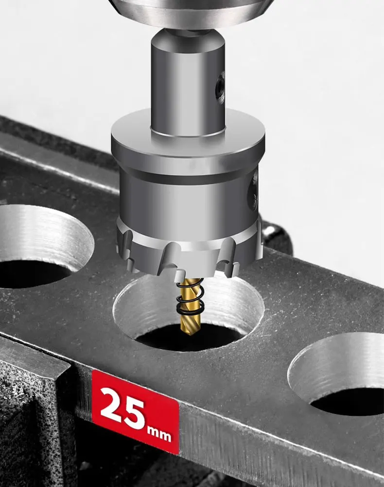 TCT-Lochsäge, Hartmetallspitze, Lochschneider mit Titanbeschichtung, Pilotbohrer für Metall, Edelstahl, Eisen und Holz, Lochsäge – Detail 3
