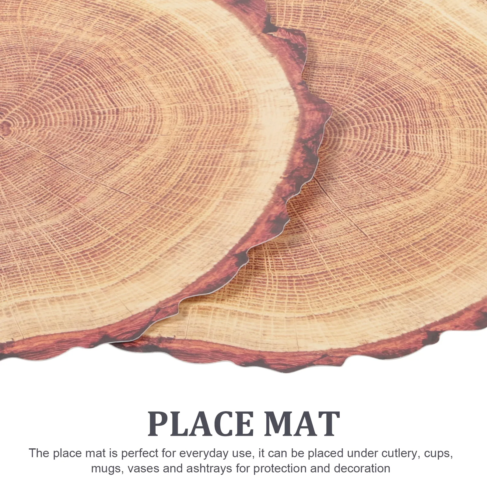 

4pcs Tree Stump Placemats Waterproof Heat Resistant Coasters for Dining Table Student Room Plastic Mats Place Mat Round