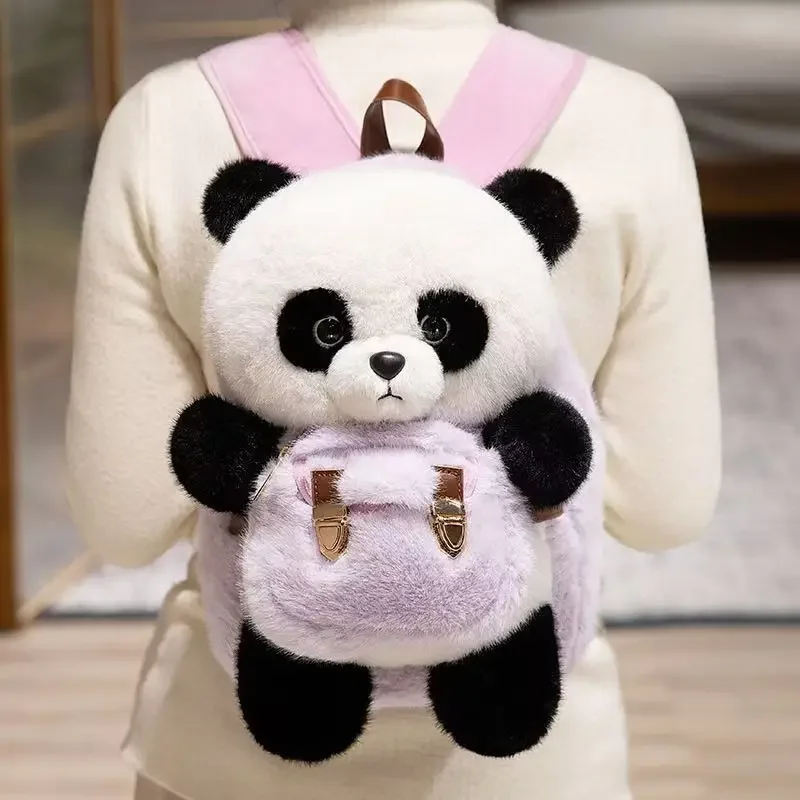 

35cm Panda Travel Backpack Simulation Plush Toy Handmade Doll Cartoon Anime Cute Pillow Cushion Home Decoration Children's Birth