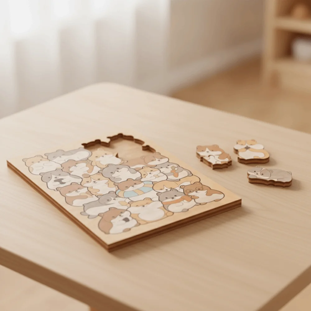 Wooden Wooden Stacking Animal Puzzle Need DIY Cat Dog Puzzle Painting Decorative Plaque Panda Hamsters Puzzle Decorative Plate