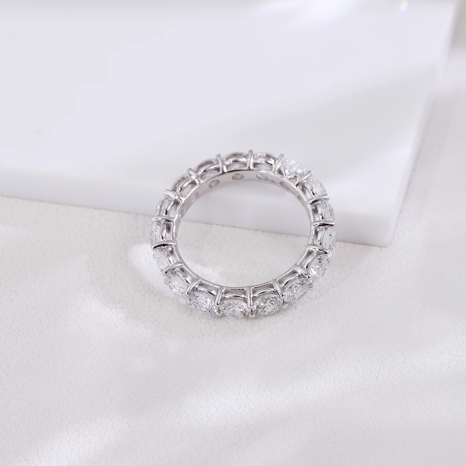 بروفانس الفاخرة كامل الفرقة الدائري 10K الذهب DEF/VS مختبر الماس القلب خاتم الخطوبة الأبدية شخصية هدايا عيد الميلاد #5