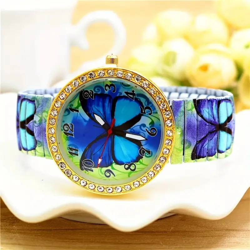 Nuovo orologio Symphony Butterfly Europa e Stati Uniti cinturino elastico di vendita caldo moda creativa tempestata di diamanti da donna q