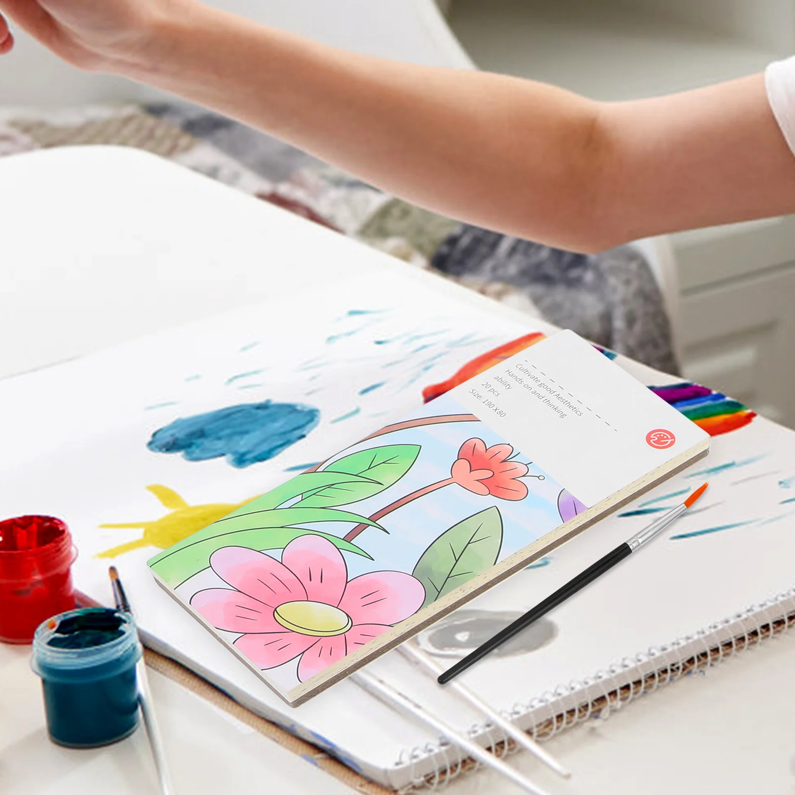 

1Set Watercolor Painting Book for with Blank Cartoon Patterns Safe Non-Toxic Art Paper Easy DIY Drawing Fun Hand-Eye