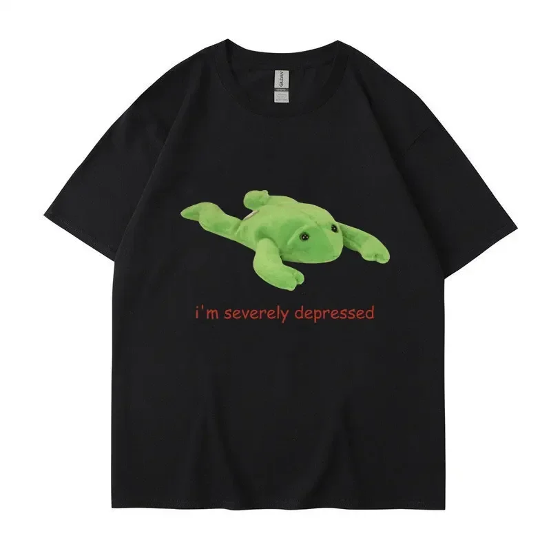 I'm Severely Depressed Funny Meme T-shirt Oddly Specific Short Sleeve Men Women Oversized T Shirts Fashion Creativity Streetwear