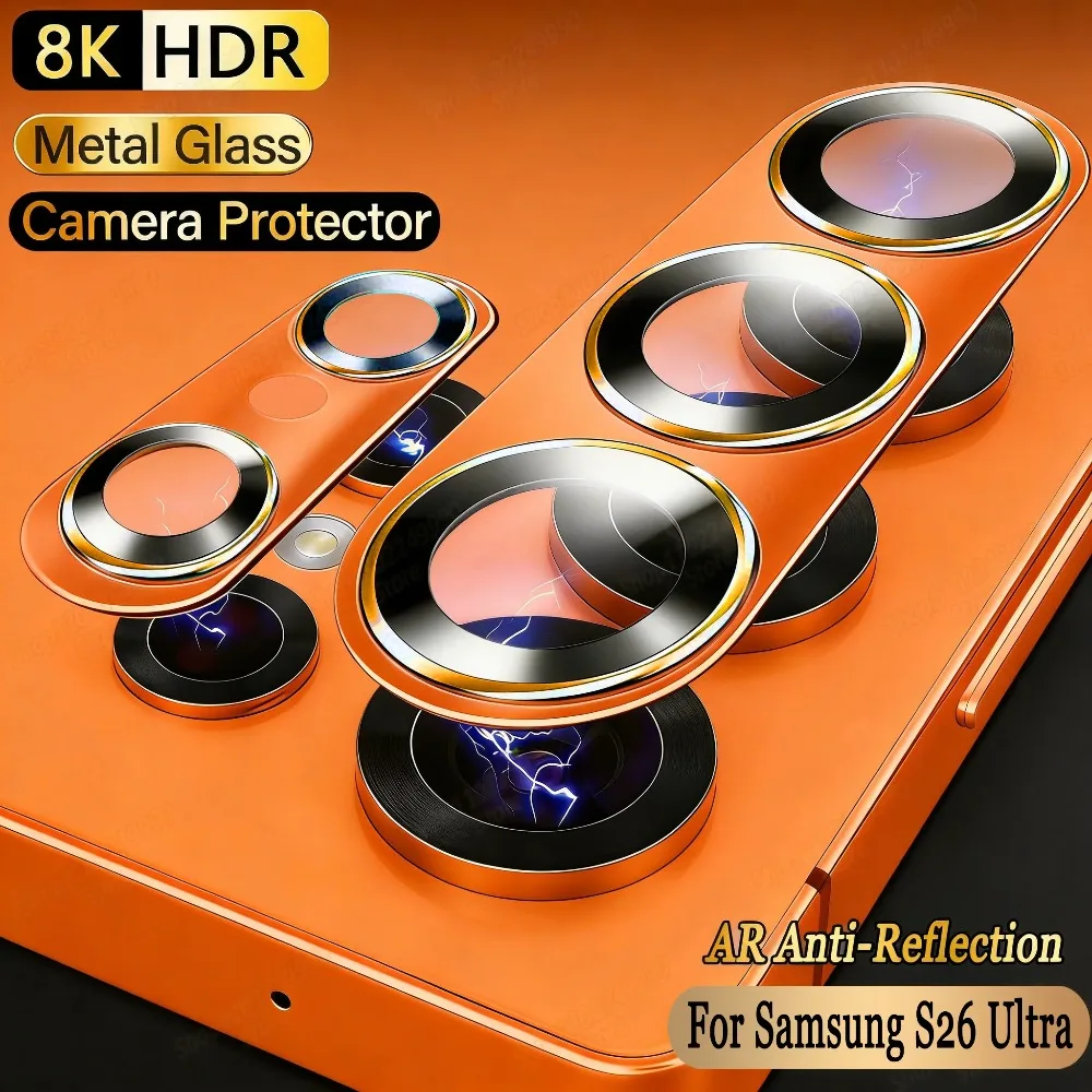 HD 8K Color Metal Camera Protector Glass for Samsung Galaxy S26 Ultra S26Plus Funda AR+AF Ring Lens Tempered Film Full Cover Cap