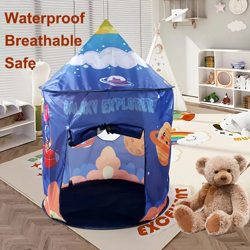 125CM Rakete Kinder Kinder Zelt Tragbare Faltbare Baby Spielen Haus Große Raum Jungen Mädchen Schloss Indoor Outdoor Spielzeug Geschenk