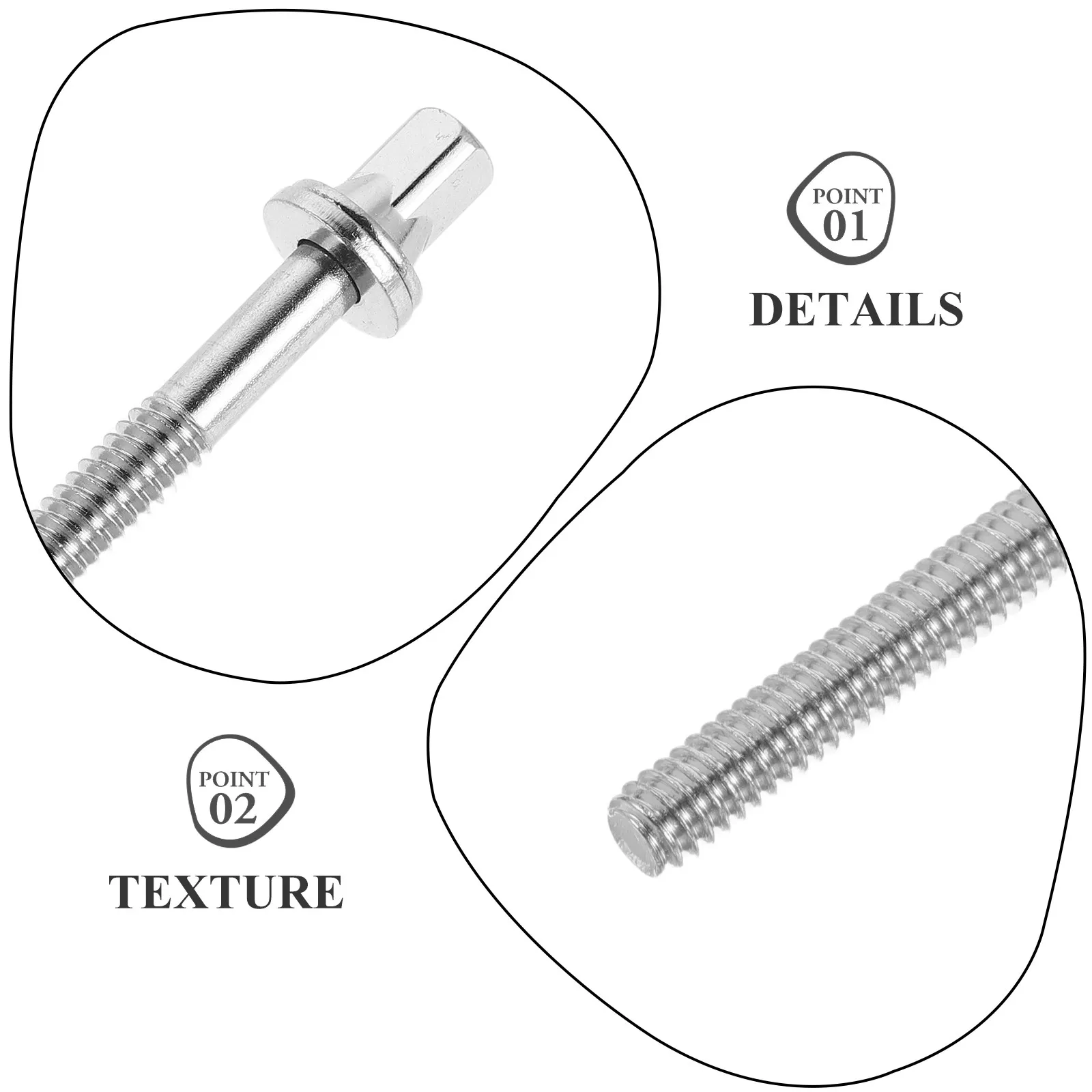 24 Pcs Screws Drum Accessories Rod Tension Rods Rims and Percussion Instrument Accessory Part Mounting Hardware Lug Lugs