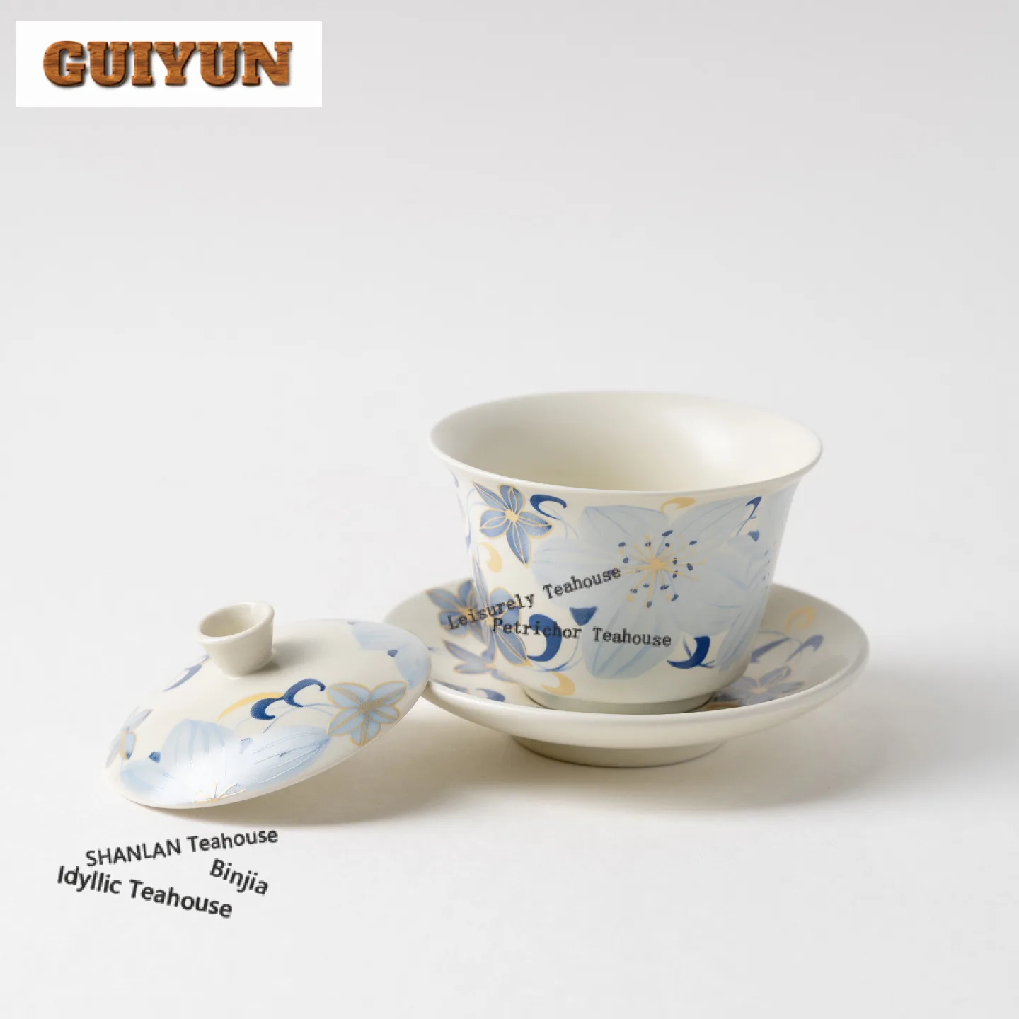 130ml Hand Painted Lily Gaiwan Aesthetic Tea Tureen Household Tea Bowl With Lid Kit Tea Maker Cover Bowl Teaware Decoration