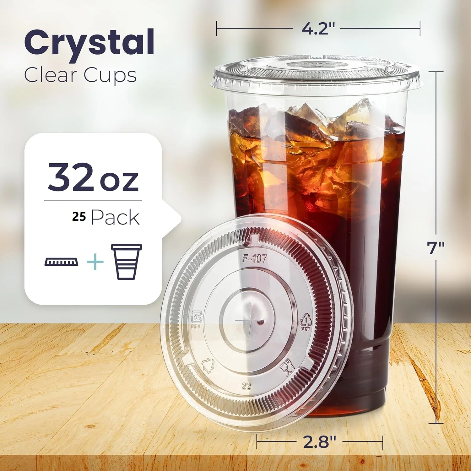 32oz Clear Plastic Cups with Flat Lids Boba Tea Straws BPA Free Premium Crystal 1L Smoothie Cup  Lemonade Milkshake Huge Cups