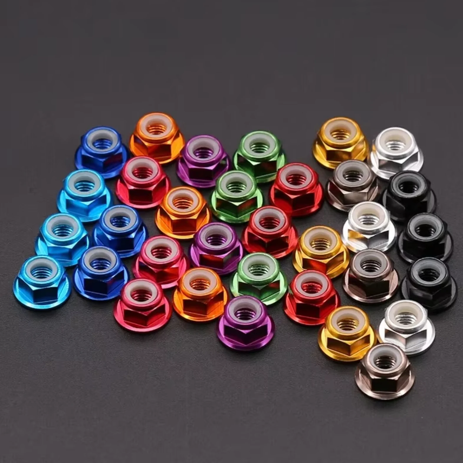 M2 M2.5 M3 M4 M5 M6 M8 Multi-Colored Aluminium Flens Hexagonale Vergrendeling Anti Losdraaiende Moer Nylon Ring Zelfborgende Moer