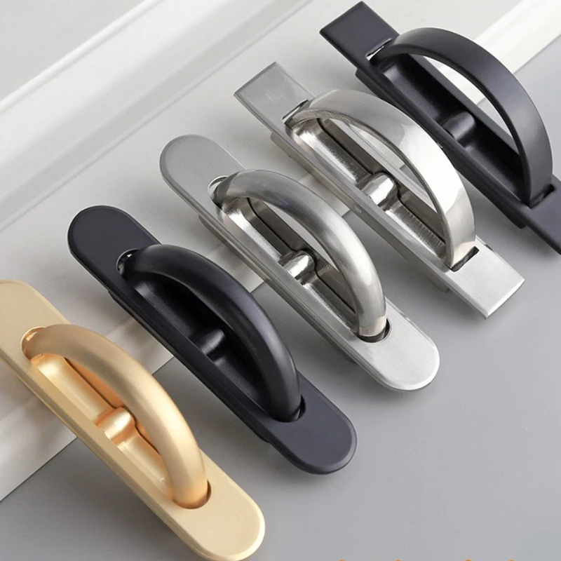 Cabinet Handles with Embedded Rotating Flip Hidden Pulls for Tatami Digging Grooves