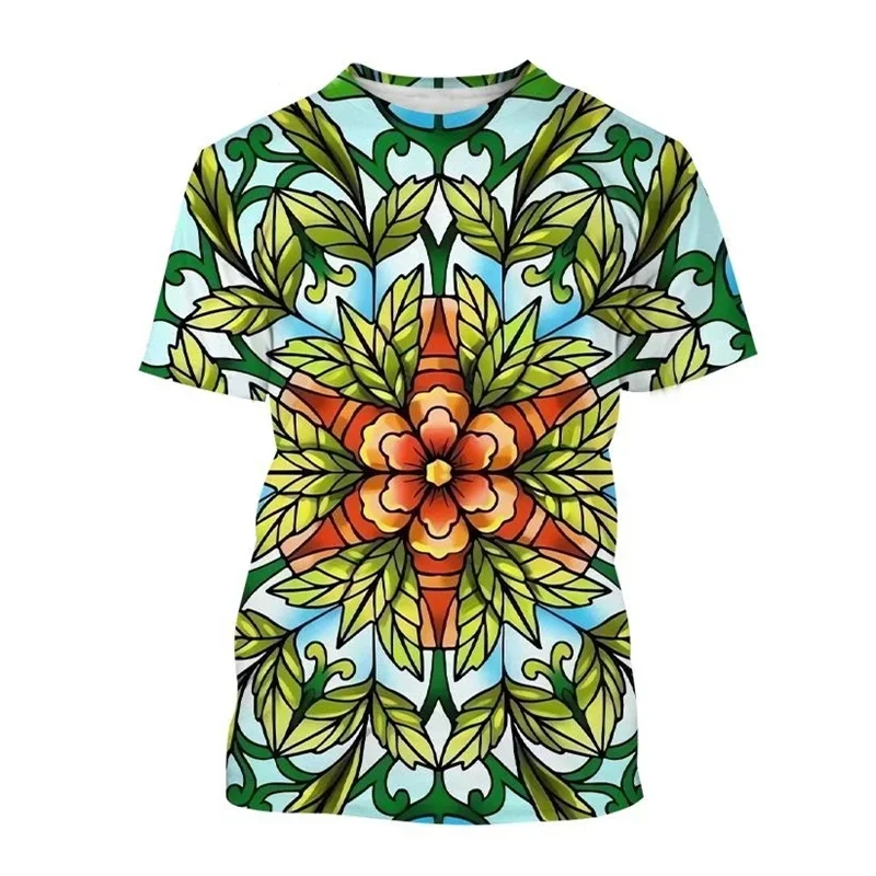 Kaleidoscope 3D Print T-shirt Men Dizzy Dazzling Mandala Painting Art Hot Sale Short Sleeves T Shirt Summer Tee Tops Clothing