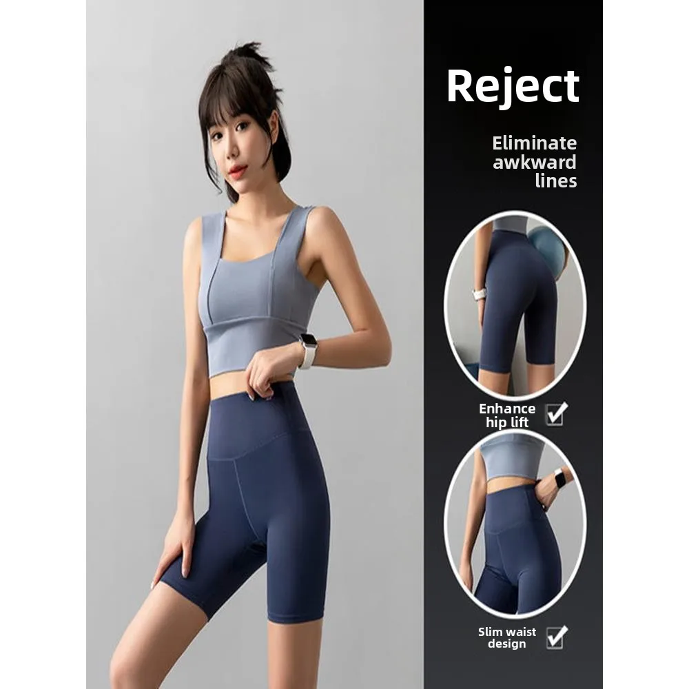 

One-Piece Swimsuit Top Short Pants Suit Vest Quick Dry Conservative Five-Point Swimsuit Women's Swimming Fitness Training