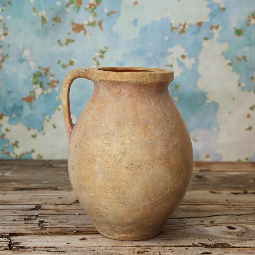 

Декоративная ваза-кашпо 2026 года в винтажном стиле с одной ручкой, глиняная керамическая банка, рустик-декор для дома, терракотовая ваза для цветов